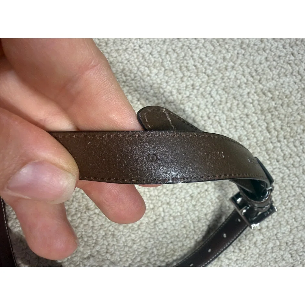 Lauren Ralph Lauren Brown Leather Double Wrap Belt Silver Hardware Small